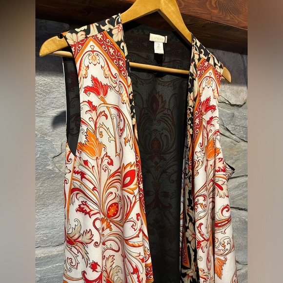 Chico’s Bohemian Sleeveless Waterfall Vest with Paisley Print - Picture 2 of 5